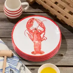Certified International (Set of 6) 11" Beach House Lobster Melamine Dinner Plates