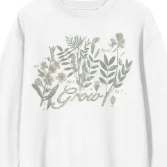 Vintage Botanical Grow Positive Men's White Crew Neck Sweatshirt