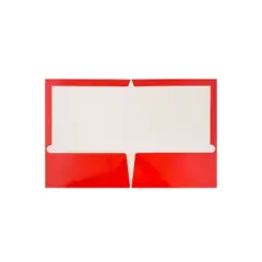 JAM Paper Laminated Two-Pocket Glossy Presentation Folders Red 385GRED