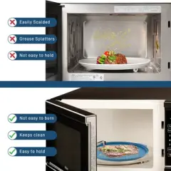 Itopfox Microwave Food Cover with Handle - Collapsible Vented Silicone Splash Guard & Tray for Heating, Doubles as Draining Basket for Washing Fruits