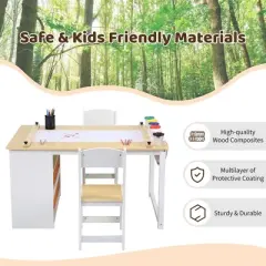 Kids Art Table Set, Multifunctional Drawing Table For Kids, Toddler Drawing Table With 2 Chairs, 6 Storage Boxes For Playroom, Kindergarten, Nursery