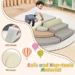 7pcs Soft Foam Climbing Blocks for Toddlers, Soft Climb & Crawl Playset Indoor, Soft Play Equipment for Kids, Babies Active Play Structure