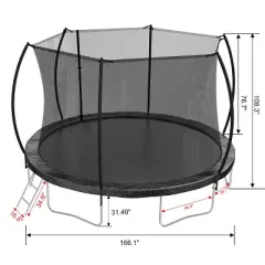 DSVIMOY Trampoline, Kids&Adults Trampoline with Heighten Net, Indoor Outdoor Recreational Trampoline, Black, 166.1"*166.1"*108.3"