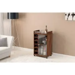 Laguna Bar Cabinet with Glass Door Dark Brown - Polifurniture