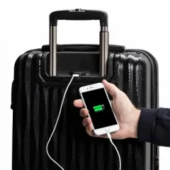 SWISSGEAR Energie USB Port PolyCarb Hardside Carry On Spinner Suitcase - Black