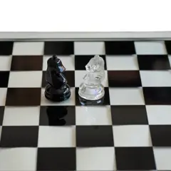 WE Games Black and Clear Glass Chess Set