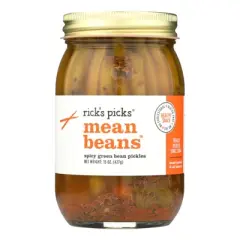 Rick's Picks Mean Beans Spicy Green Bean Pickles - Case of 6/15 oz