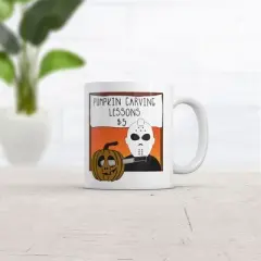 Crazy Dog Pumpkin Carving Lessons Mug Funny Sarcastic Halloween Killer Joke Coffee Cup -11oz