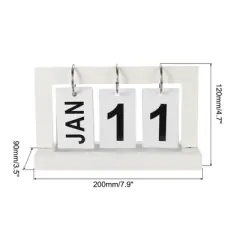Unique Bargains Desktop Decoration Turn Page Flip Vintage Wood Perpetual Calendar