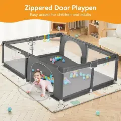 GOTGELIF 79"x63" 4-Panel Baby Playpen Spacious & Secure Portable Playard