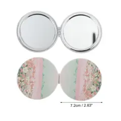 Unique Bargains Round Hand-drawn Makeup Mirror Green Pink 1 Pc