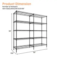 Heavy Duty 5-Shelf Metal Shelving Unit, Industrial Strength Metal Shelving, Adjustable Garage Shelving for Warehouses