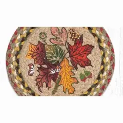 Earth Rugs Autumn Leaves Cotton Round Trivet &ndash; Farmhouse Seasonal D&eacute;cor 10"x10"