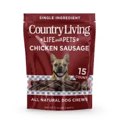 Country Living 4&rdquo;-5&rdquo; Beef Flavored Chicken Sausage Dog Treats &ndash; 15 Count Bag