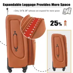 MAYEERTY Softside Luggage Expanable 3 Piece Set Suitcase with Duffel Bag Upright Spinner Softshell Lightweight Luggage Orange