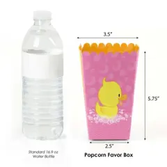 Big Dot of Happiness Pink Ducky Duck - Girl Baby Shower or Birthday Party Favor Popcorn Treat Boxes - Set of 12