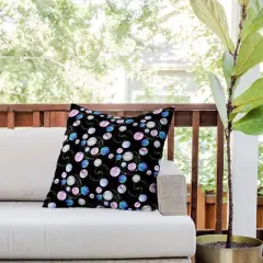 20"x20" Deny Designs Retrografika Planets Outdoor Throw Pillow Black: Abstract Design, Polyester, Square Shape, Spot Clean