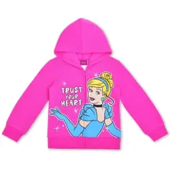 Disney Princess Girl's 3 Pack Enchanting Graphic Tee Shirt, Zip Up Hoodie Jacket and Legging Pant Set for kids