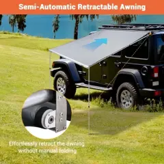 Yescom Semi-Automatic Retractable 6.6'x8.4' Vehicle Awning with Blackout Coating Motor Car Side Roof Rack Overlanding Sun Shade for  Outdoor Camping