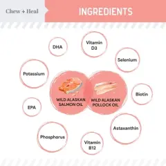 Chew + Heal Pure Wild Alaskan Omega Salmon Oil Formula Skin & Coat Liquid Supplement for Dogs