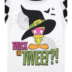 Looney Tunes Tweety Trick Or Tweet Youth Black & White Checkered Sleep Set