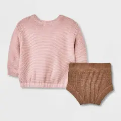 Grayson Collective Baby Girls' Beanie & Sweater Set - Pink/Brown