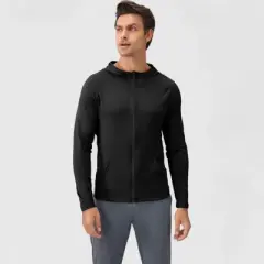 Anna-Kaci Active Men's Fitted Full-Zip Hooded Jacket with Front Pockets and Long Sleeves