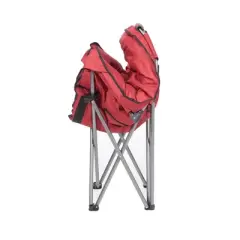 Mac Sports Heavy Duty Steel Alloy and Fabric Foldable Padded Outdoor Club Camping Chair Tufted Travel Seat with Carry Bag, Wine Red
