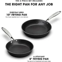 imarku Professional Cooking Utensils  , Nonstick Cast Iron Skillets 2pcs, 8 Inch, 10 Inch, Frying Pizza Pans , Steak Pans, Dishwasher Safe,Free-PFOA