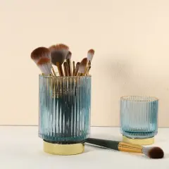 Unique Bargains Glass Cosmetic Makeup Brush Holder 1 Pc