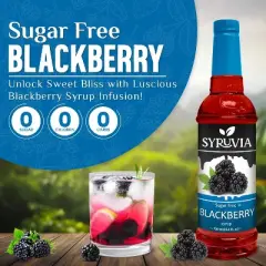 Syruvia Sugar Free Blackberry Syrup - 25.4 fl oz. Premium Flavoring Syrup For Coffee