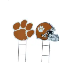NCAA Clemson Tigers 2pk Logo and Helmet Garden Stake Set