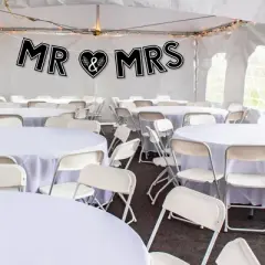 Big Dot of Happiness Mr. and Mrs. - Large Black and White Wedding or Bridal Shower Decorations - Mr & Mrs - Outdoor Letter Banner