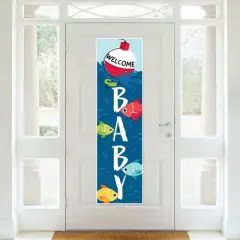 Big Dot of Happiness Let's Go Fishing - Fish Themed Baby Shower Front Door Decoration - Vertical Banner