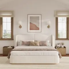 Queen/King Size Platform Bed Frame with Upholstered Headboard - ModernLuxe