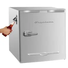 Frigidaire 1.6 cu ft Retro Fridge With Side Bottle Opener Moonbeam: Compact Dorm & Skincare Refrigerator-Freezer, Manual Defrost