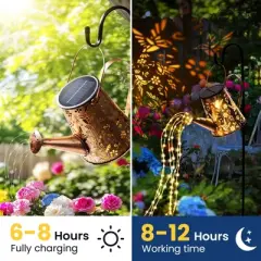 GIGALUMI 2-Pack Solar Watering Can Lights, Waterproof Outdoor Garden Decor for Patio, Pathway and Yard