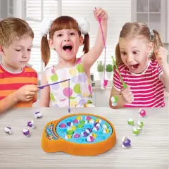 Winning Fingers Fishing Game Fun Preschool Toy for Kids & Toddlers Ages 3+, 28 Fish, 4 Rods, 4 Forehead Rods and Rotating Board