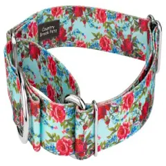 Country Brook Petz 1 1/2 Inch Vintage Roses Martingale Dog Collar