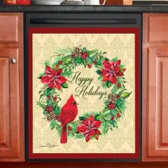 Collections Etc Happy Holidays Cardinal Wreath Dishwasher Magnet