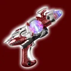 Kicko 11.5" Light-Up Noise Blaster - Spinning Space Style - Red