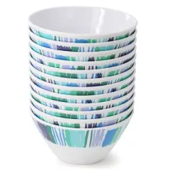 Gibson Home Tropical Sway Orleans 12 Piece 6 Inch Melamine Bowl Set in White and Blue