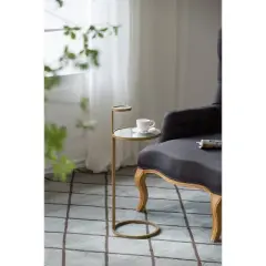 Round Chair Side Table Gold/Clear - A&B Home