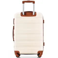 3-Piece Luggage Set - ABS Hardside Suitcase with Spinner Wheels and TSA Lock (20", 24", 28")-Ivory