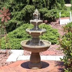 Sunnydaze 48"H Electric Fiberglass 3-Tier Outdoor Water Fountain
