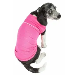 Pet Life Active 'Aero-Pawlse' Heathered Quick-Dry Dog and Cat Tank Top - Pink - S