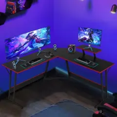 BestMassage 50 Inch L-Shaped Gaming Desk Computer Desk Office Desk with Large Monitor Stand Corner PC Gaming Desk for Home Office