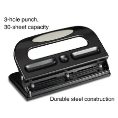 MyOfficeInnovations Circle 3-Hole Punch 30 Sheet Capacity Black (24549/33989) 572645