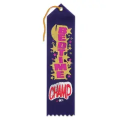 Beistle Bedtime Champ Award Ribbon, 2" x 8", (6/Pkg) Multicolored