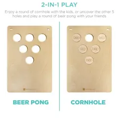 Best Choice Products 2-In-1 Cornhole & Beer Pong Board Game Set, Portable Beanbag Toss w/ 2 Carrying Bags, 6 Bean Bags